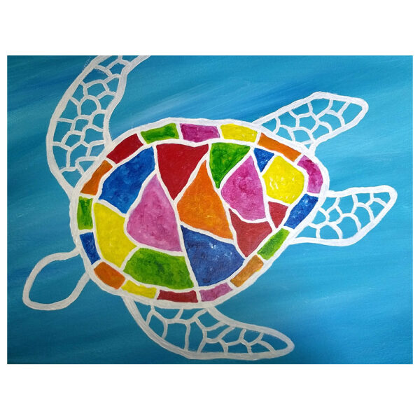 Colorful Turtle Pre-drawn Canvas