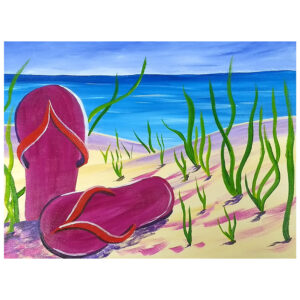 Sandals on the Beach Pre-drawn Canvas