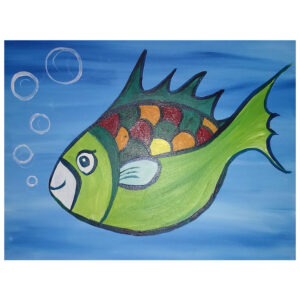 Green Fish Pre-drawn Canvas