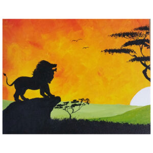 Lion Standing on a Rock Pre-drawn Canvas